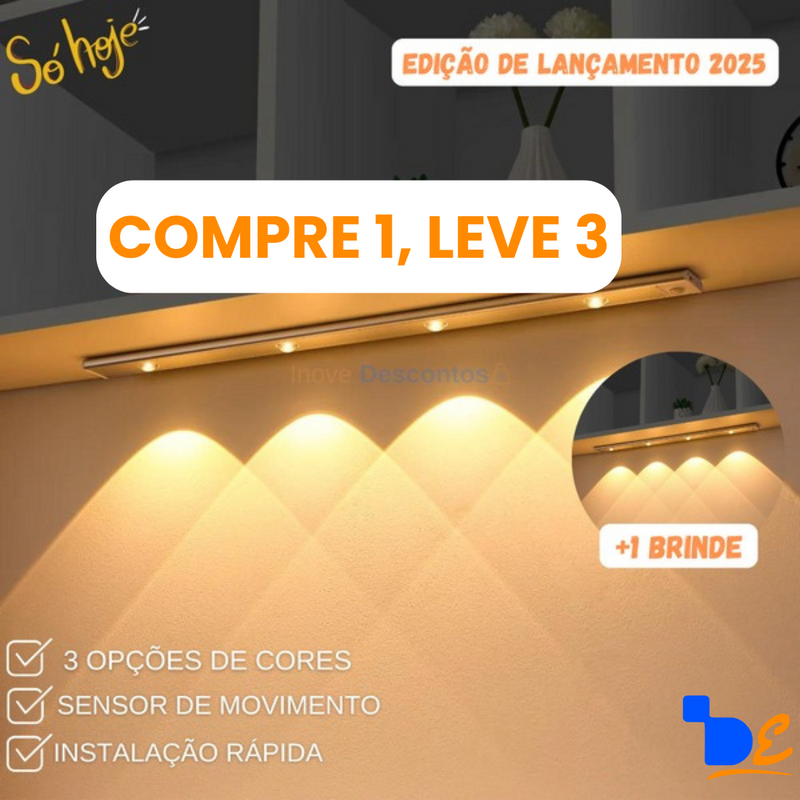 Kit 3 Luminárias Recarregável com sensor de movimento (COMPRE 1 LEVE 3) + Brinde exclusivo